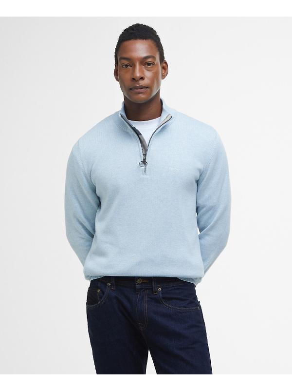 Barbour Men's Cotton Half Zip Jumper - Ocean Sky Image 2