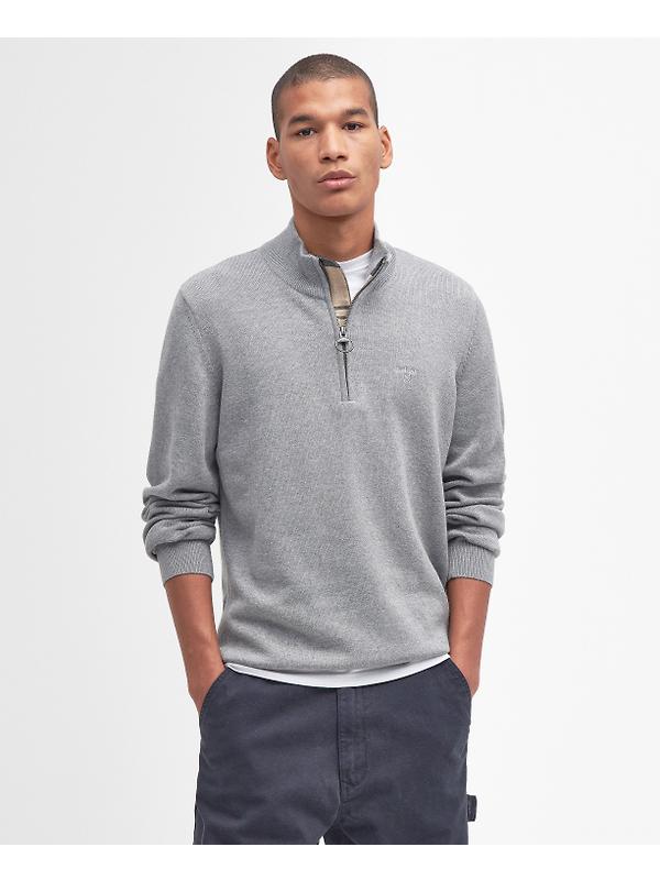 Barbour Men's Cotton Half Zip Jumper - Grey Image 3