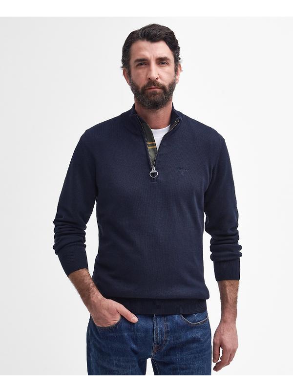 Barbour Men's Cotton Half Zip Jumper - Navy Image 2