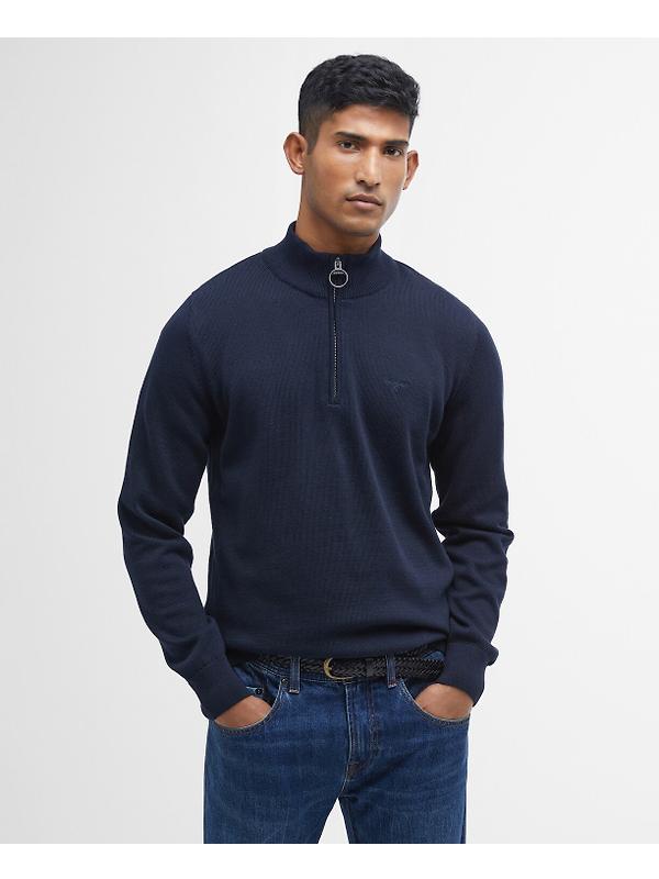 Barbour Men's Cotton Half Zip Jumper - Navy Image 2