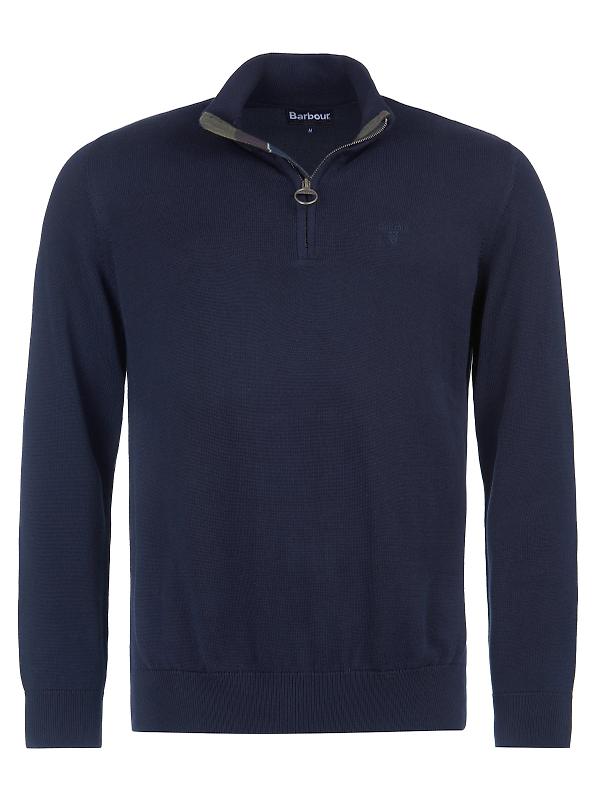 Barbour Men's Cotton Half Zip Jumper - Navy Image 1