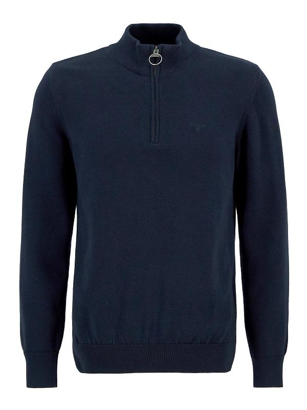 Barbour Men's Cotton Half Zip Jumper - Navy Image 1