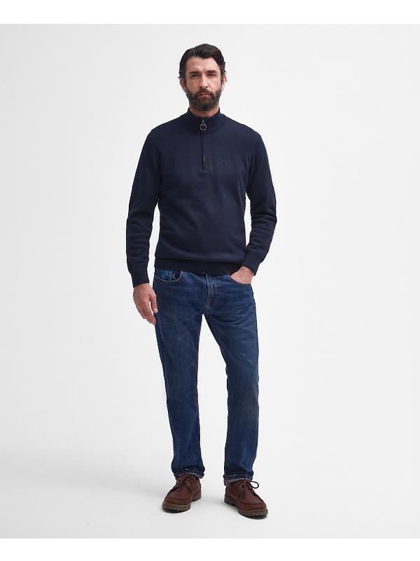 Barbour Men's Cotton Half Zip Jumper - Navy Image 4