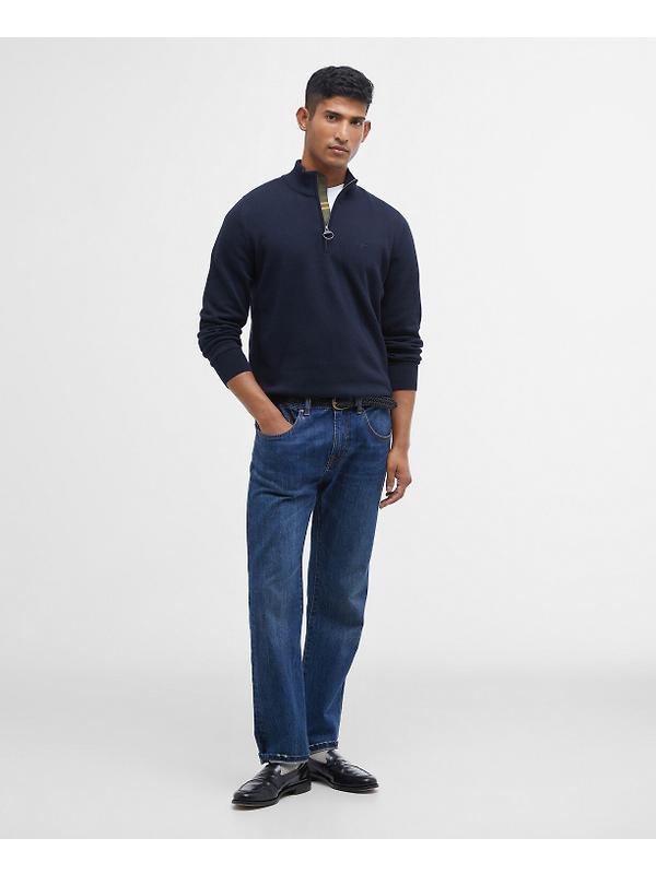 Barbour Men's Cotton Half Zip Jumper - Navy Image 3