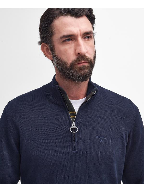Barbour Men's Cotton Half Zip Jumper - Navy Image 5