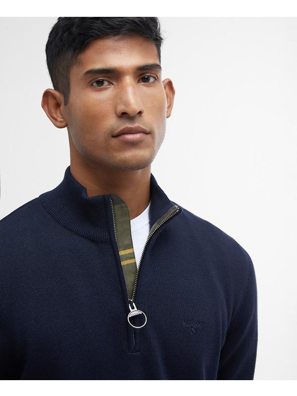 Barbour Men's Cotton Half Zip Jumper - Navy Image 5