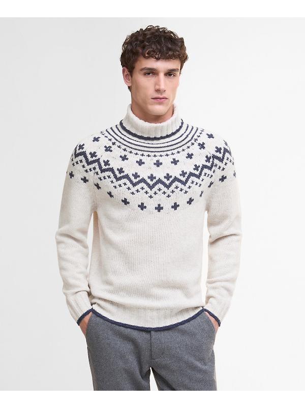 Barbour Men's Hewton Roll Neck Jumper - Whisper White Image 2