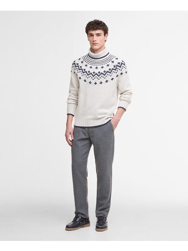 Barbour Men's Hewton Roll Neck Jumper - Whisper White Image 3