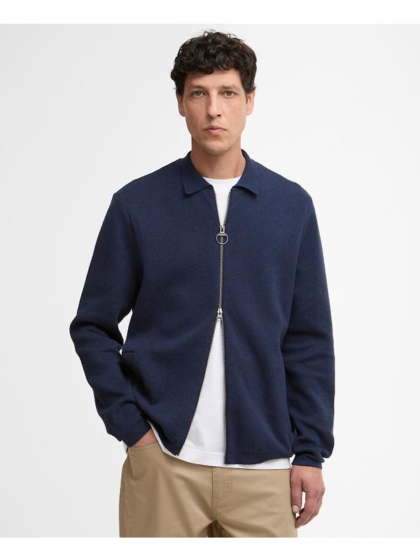 Barbour Men's Crowcombe Knitted Zip Thru Jacket - Navy Image 2