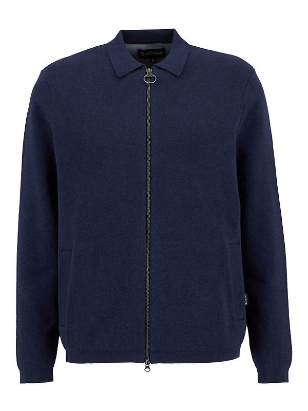 Barbour Men's Crowcombe Knitted Zip Thru Jacket - Navy Image 1