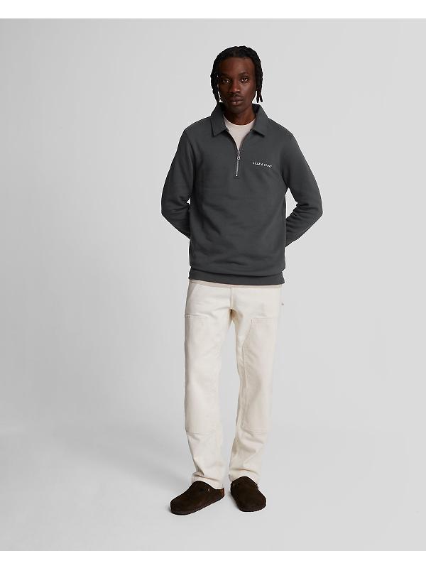 Lyle & Scott Men's Embroidered Collared 1/4 Zip Jumper - Gunmetal/Cove Image 3