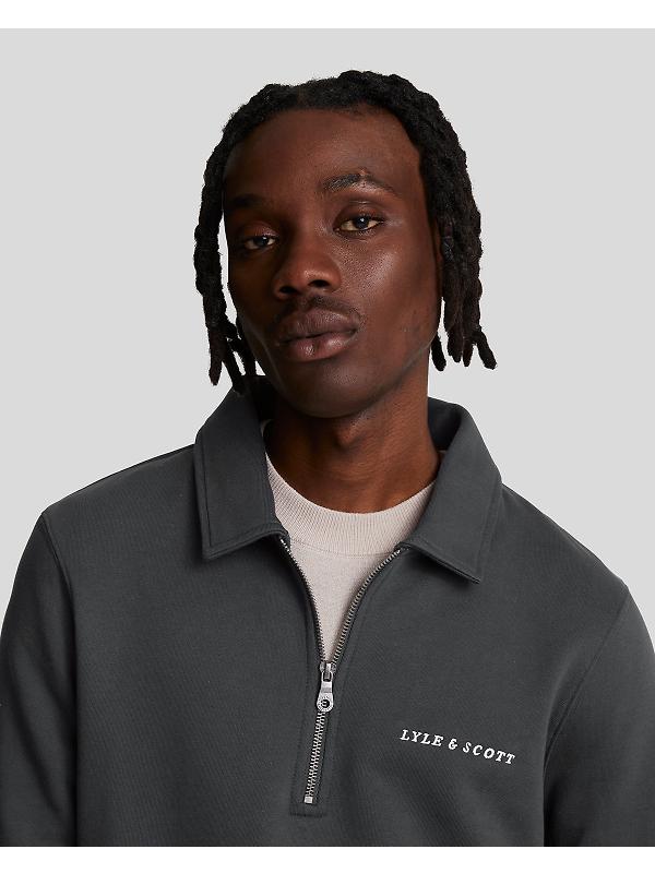 Lyle & Scott Men's Embroidered Collared 1/4 Zip Jumper - Gunmetal/Cove Image 4