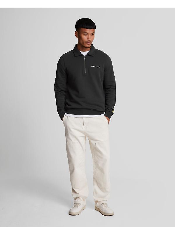 Lyle & Scott Men's Embroidered Collared 1/4 Zip Jumper - Jet Black/ White Image 3