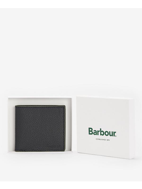 Barbour Men's Grain Leather Billfold Wallet - Black Image 2