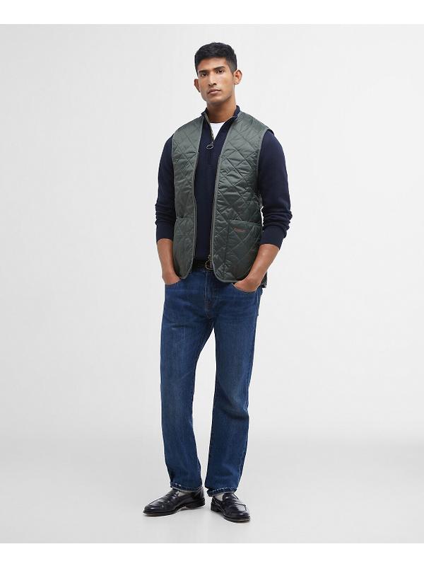 Barbour Men's Quilted Waistcoat/Zip-In Liner - Olive/Classic Image 3