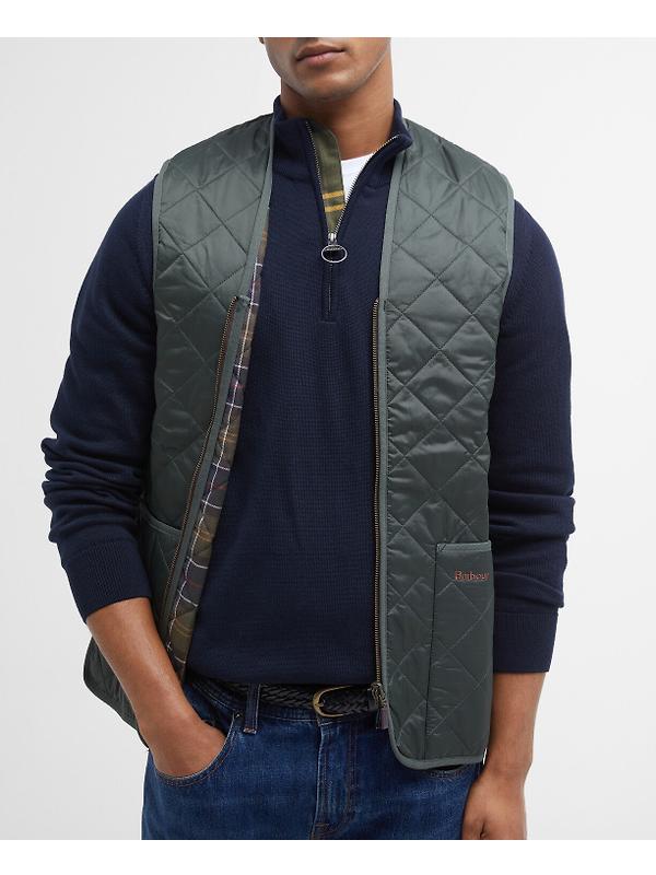 Barbour Men's Quilted Waistcoat/Zip-In Liner - Olive/Classic Image 6