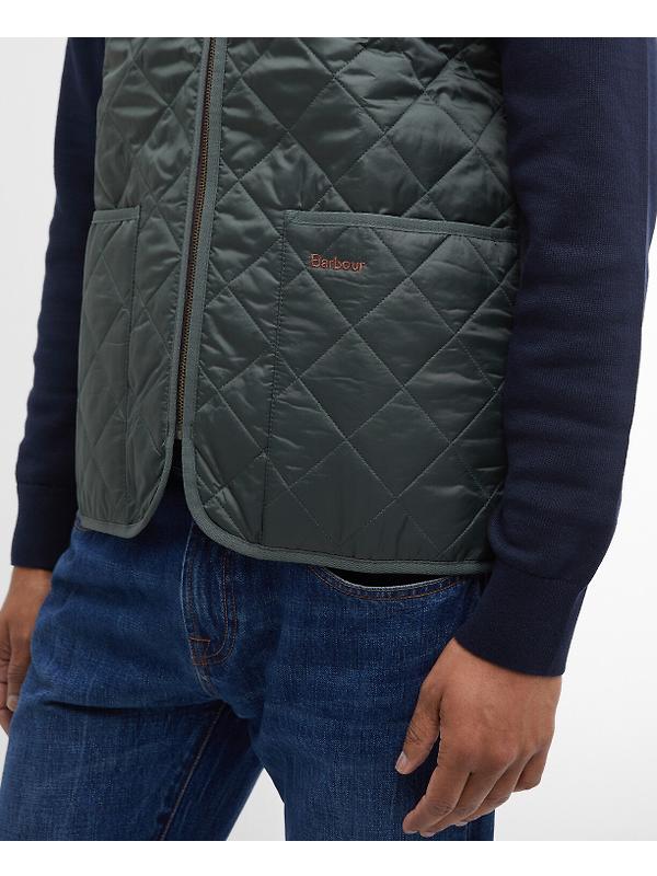 Barbour Men's Quilted Waistcoat/Zip-In Liner - Olive/Classic Image 7