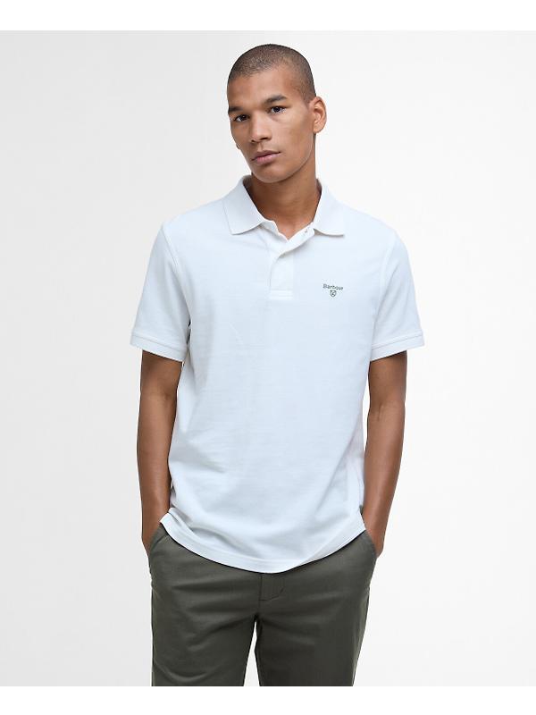 Barbour Men's Lightweight Sports Polo Shirt - Whisper White Image 2