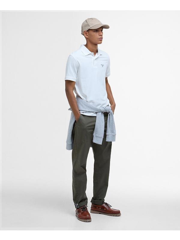 Barbour Men's Lightweight Sports Polo Shirt - Whisper White Image 3
