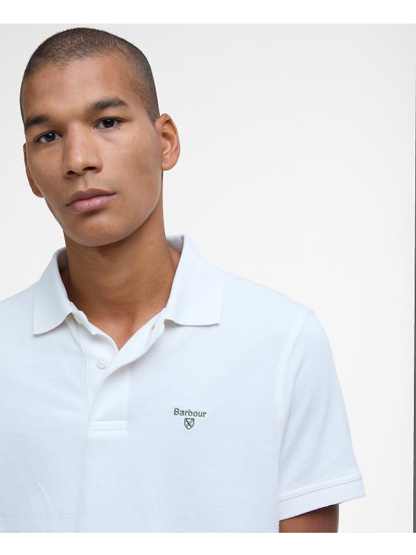 Barbour Men's Lightweight Sports Polo Shirt - Whisper White Image 5