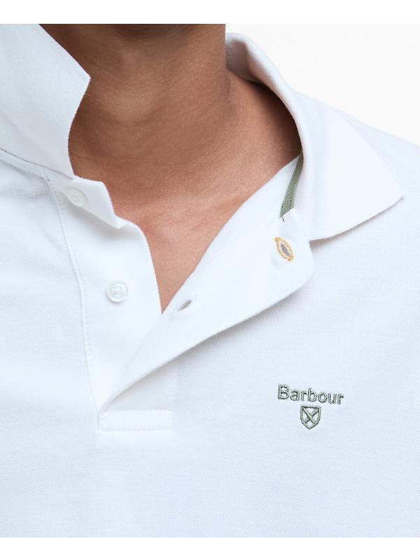 Barbour Men's Lightweight Sports Polo Shirt - Whisper White Image 6