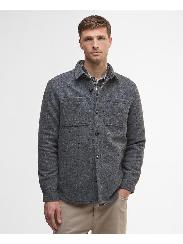 Barbour Men's Marlow Tailored Wool Blend Overshirt - Dark Grey Marl Image 2