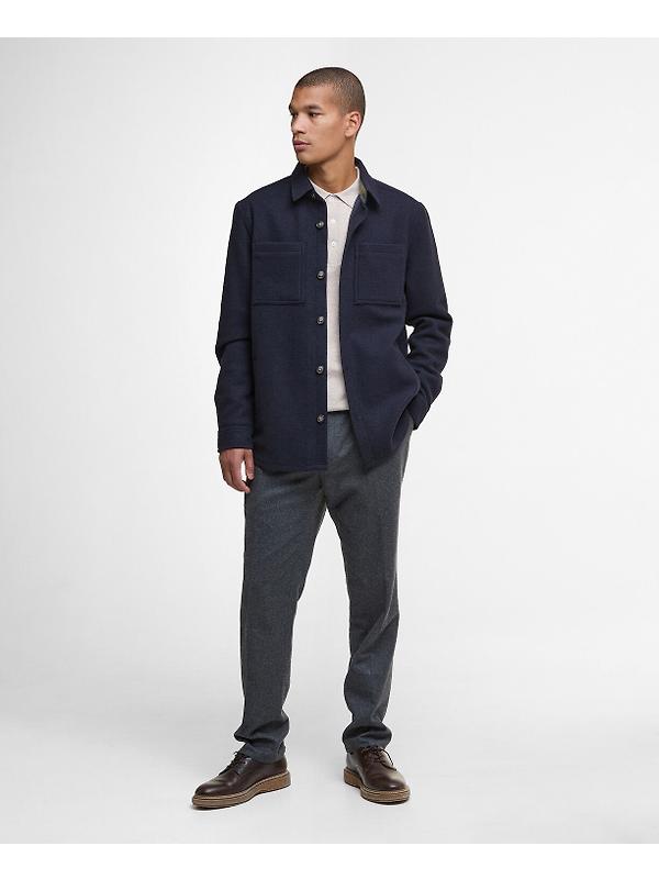 Barbour Men's Marlow Tailored Wool Blend Overshirt - Navy Marl Image 3