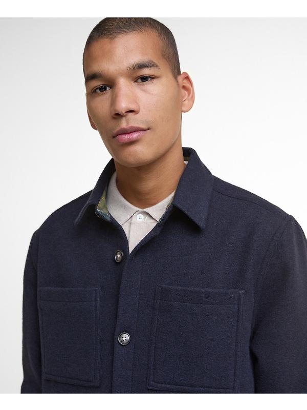 Barbour Men's Marlow Tailored Wool Blend Overshirt - Navy Marl Image 5