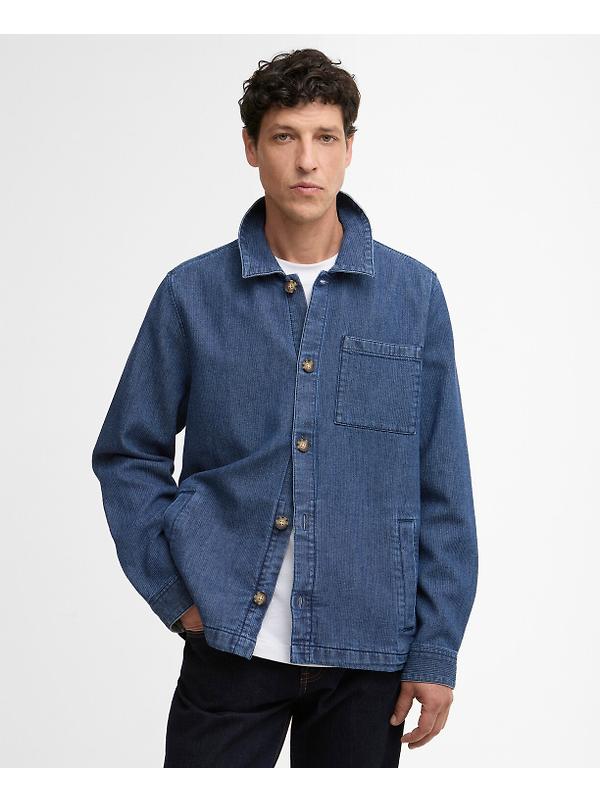 Barbour Men's Aickmen Textured Denim Overshirt - Indigo Image 2