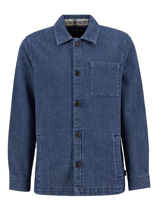 Barbour Men's Aickmen Textured Denim Overshirt - Indigo Image 1