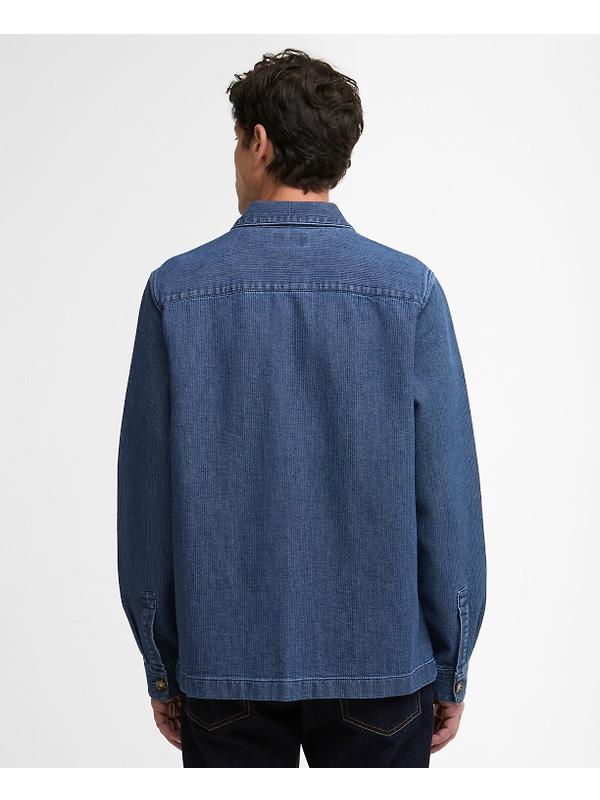 Barbour Men's Aickmen Textured Denim Overshirt - Indigo Image 4