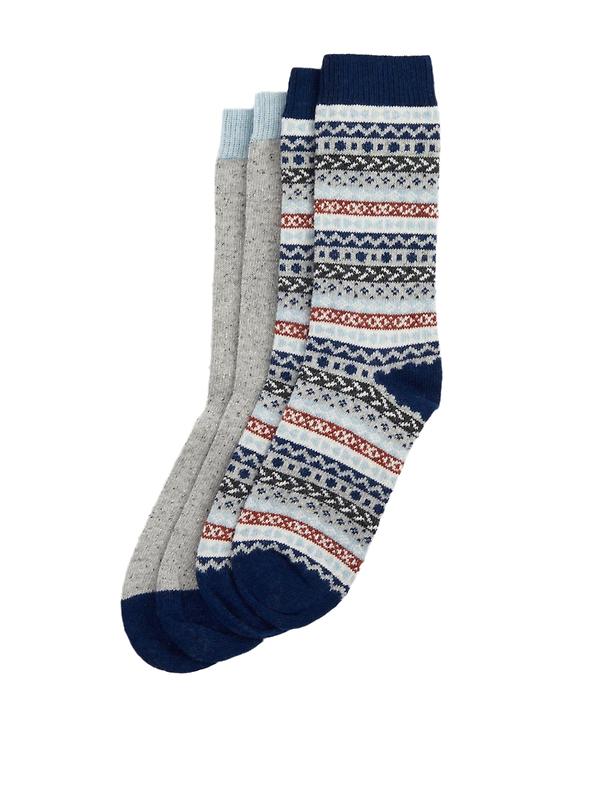 Barbour Men's Fairisle Socks Set of 2 - Blue Granite Mix Image 1