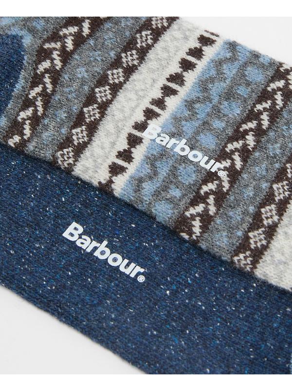 Barbour Men's Fairisle Socks 2 Pack - Midnight Oak Mix Image 5