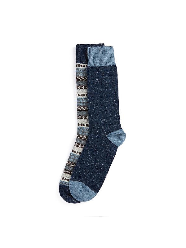 Barbour Men's Fairisle Socks 2 Pack - Midnight Oak Mix Image 1