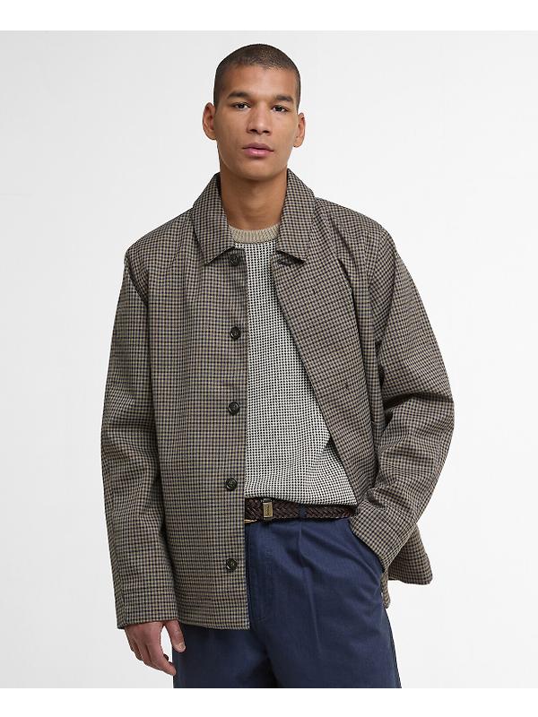 Barbour Men's Check Short Lorden Showerproof Jacket - Stone/Navy Check Image 2