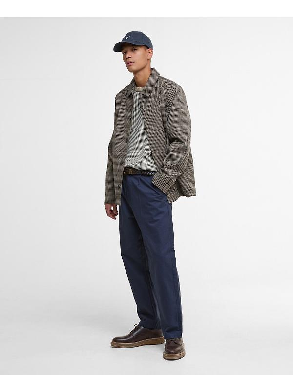 Barbour Men's Check Short Lorden Showerproof Jacket - Stone/Navy Check Image 3