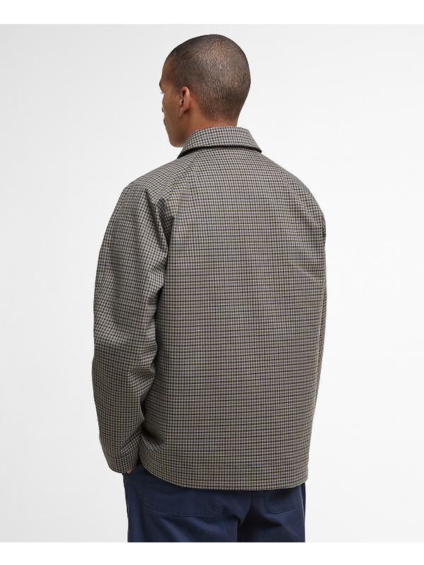 Barbour Men's Check Short Lorden Showerproof Jacket - Stone/Navy Check Image 4