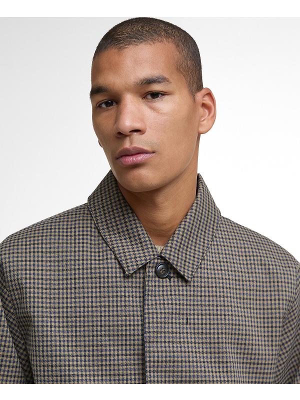 Barbour Men's Check Short Lorden Showerproof Jacket - Stone/Navy Check Image 5