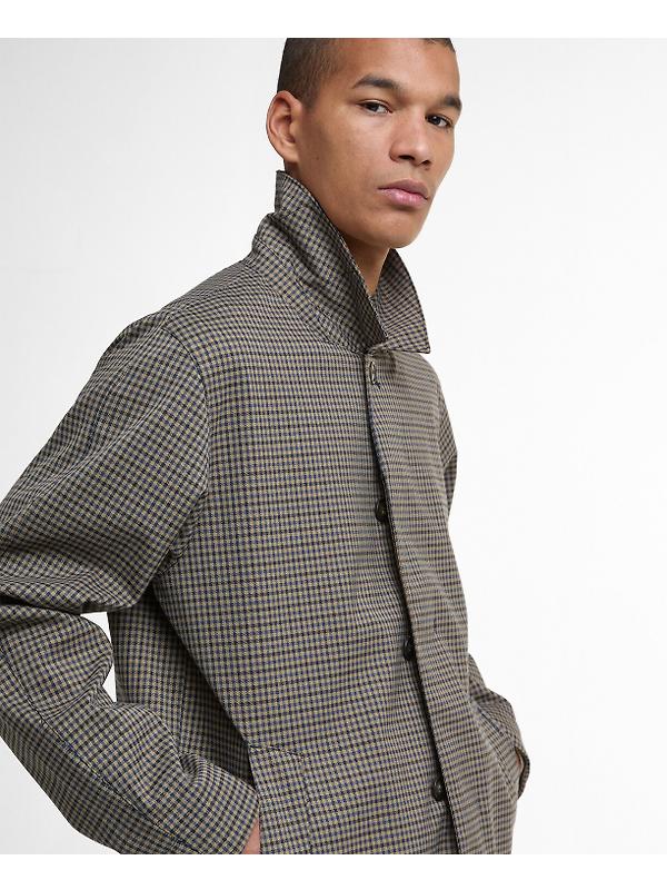 Barbour Men's Check Short Lorden Showerproof Jacket - Stone/Navy Check Image 6