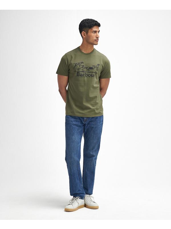 Barbour Men's Field Dog Graphic T-Shirt - Mid Olive Image 3
