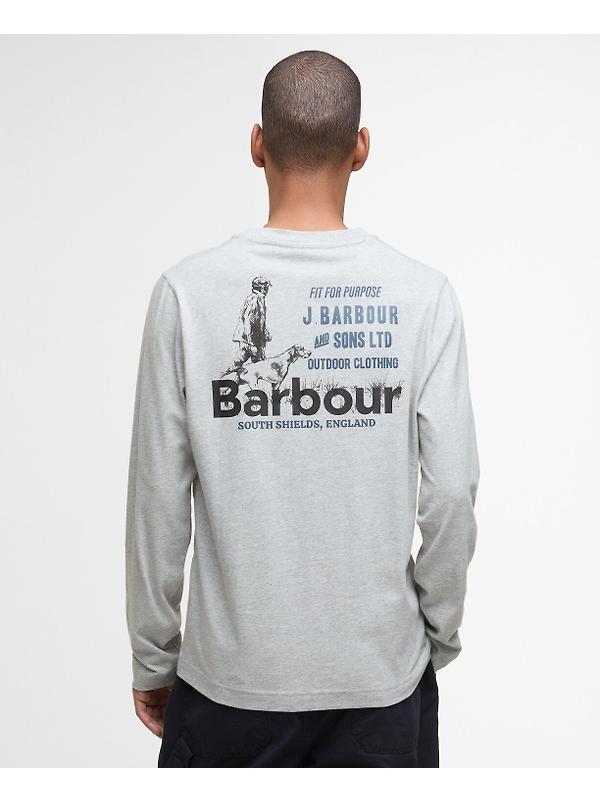Barbour Men's Pointer Long Sleeve Graphic T-Shirt - Grey Marl Image 4
