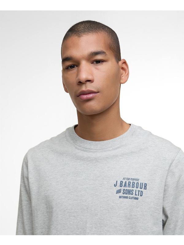 Barbour Men's Pointer Long Sleeve Graphic T-Shirt - Grey Marl Image 5