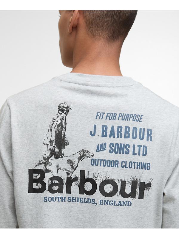 Barbour Men's Pointer Long Sleeve Graphic T-Shirt - Grey Marl Image 6