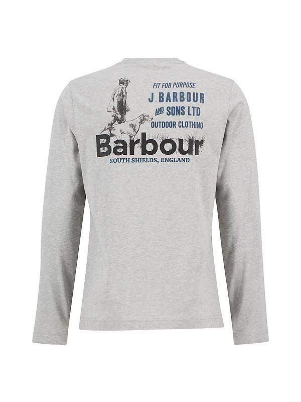 Barbour Men's Pointer Long Sleeve Graphic T-Shirt - Grey Marl Image 7