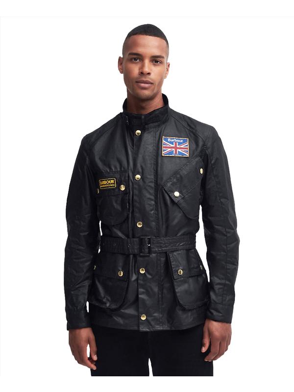 Barbour International Men's Union Jack Wax Jacket - Black Image 3
