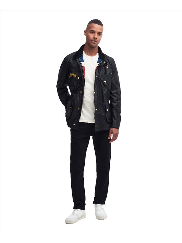 Barbour International Men's Union Jack Wax Jacket - Black Image 2