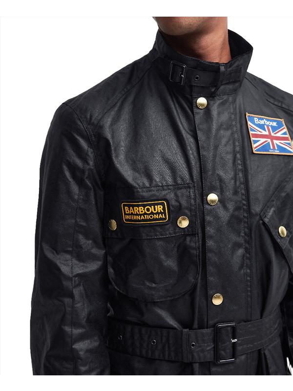 Barbour International Men's Union Jack Wax Jacket - Black Image 8