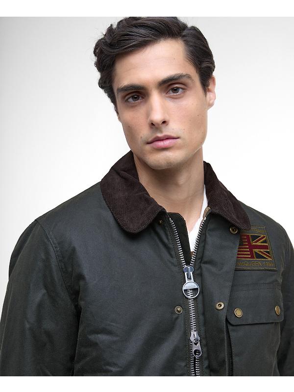 Barbour International Men's Steve McQueen Workers Wax Jacket - Sage Image 5