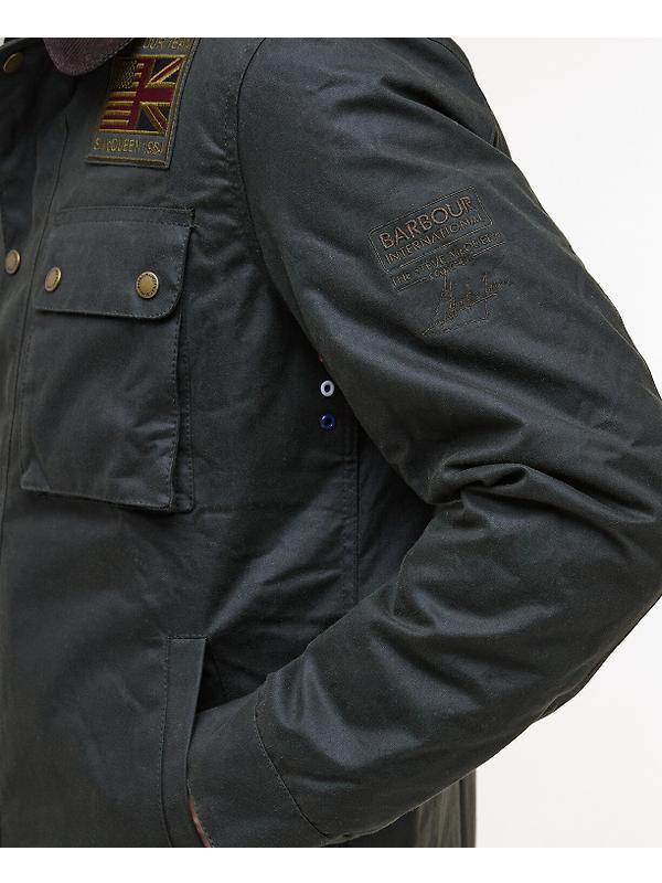Barbour International Men's Steve McQueen Workers Wax Jacket - Sage Image 6
