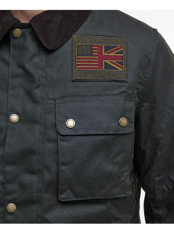 Barbour International Men's Steve McQueen Workers Wax Jacket - Sage Image 7
